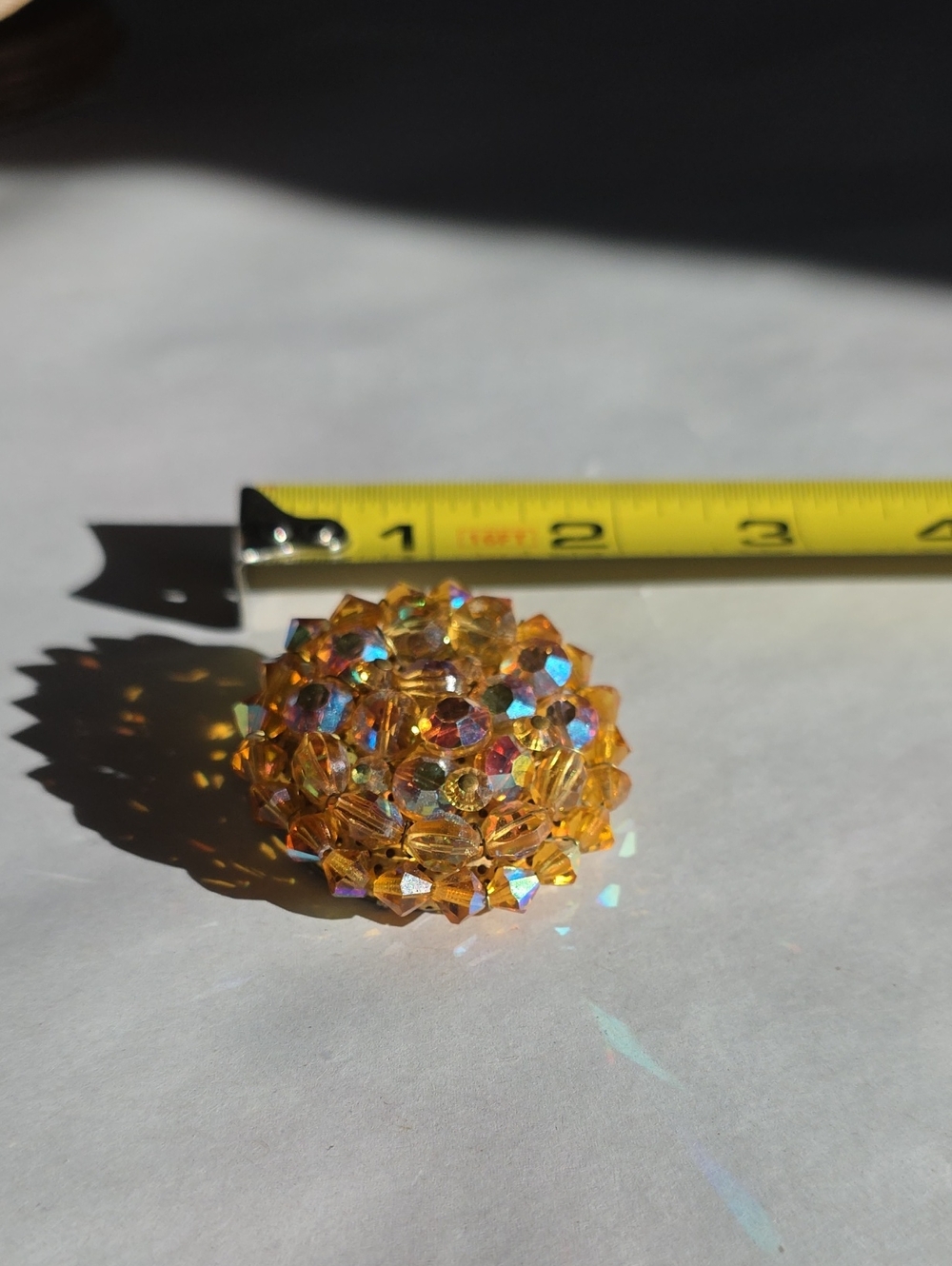 Vintage Amber Aurora Borealis Faceted Bead Cluster Brooch - Unsigned